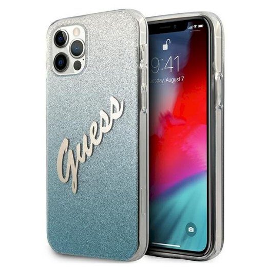 Guess GUHCP12LPCUGLSBL Glitter Gradient Script kõva ümbris iPhone 12 Pro Max 6,7" / sinine