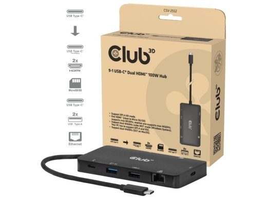 Club 3D CSV-2552 9-ühes USB-C dock