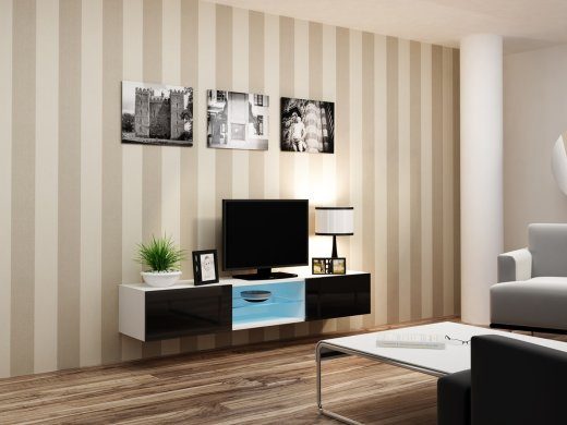 Cama TV stand VIGO GLASS 30/180/40 white/black gloss