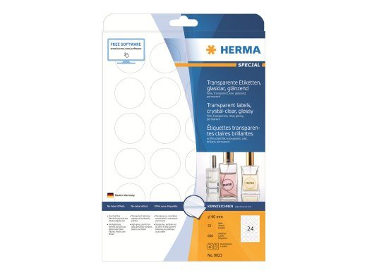 HERMA filmmärgid 40 mm ümmardatud 600 märgi 8023