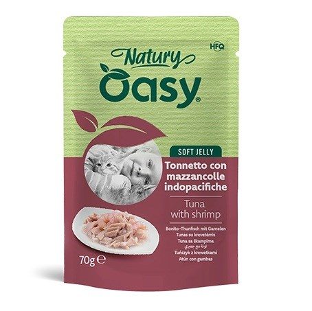 OASY Natury Soft Jelly Tuunikala krevetitega - märgkassitoit - 70g