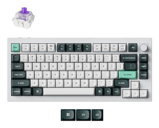 KLAVIATŪRA BEVIĖ Q1 HE RGB/SHELL BALTA Q1H-P1 KEYCHRON