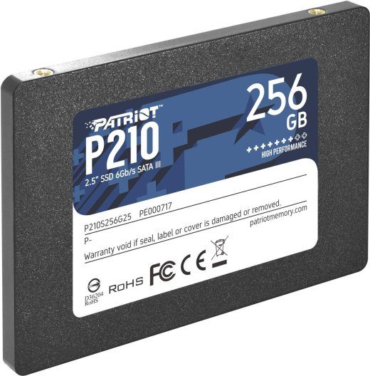 SSD PATRIOT P210 256GB Rašymo greitis 400 MBytes/sec Skaitymo greitis 500 MBytes/sec 2,5" TBW 120 TB