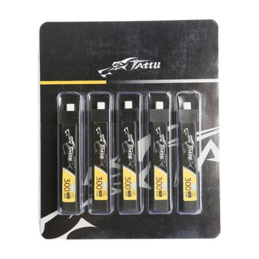 Tattu LiPo 300mAh 3.8V 75C 1S1P HV BT2.0.5 aku (5tk)