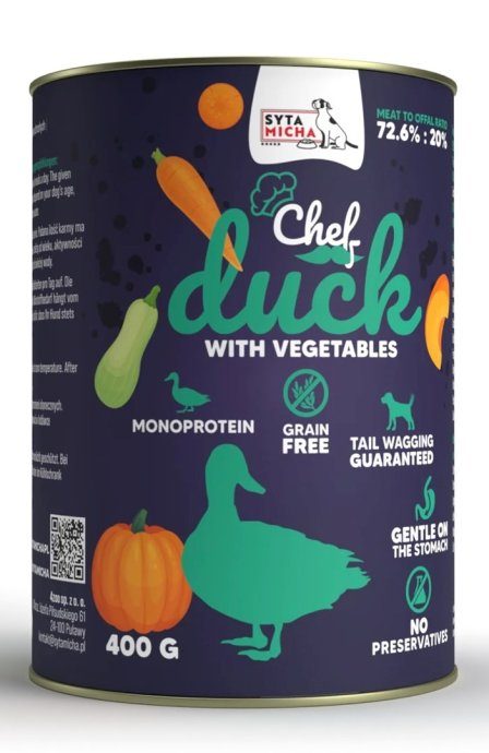 SYTA MICHA Chef Duck with vegetables - märg koeratoit - 400g