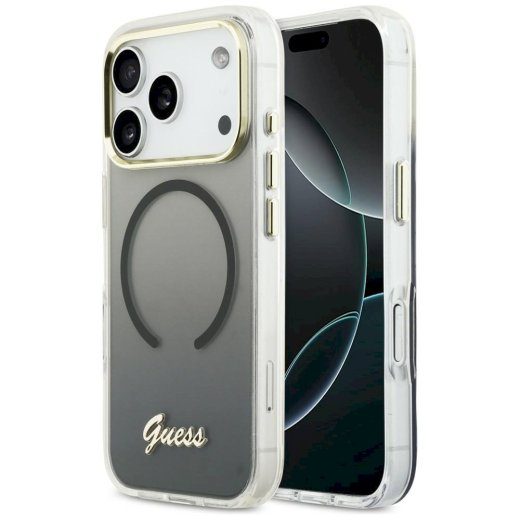 Guess IML Gradient Script Metal MagSafe ümbris iPhone 17 Pro jaoks / must