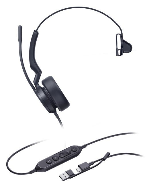 Yealink UH44 Mono USB-C/A Kaabliga Kõrvaklapid Must
