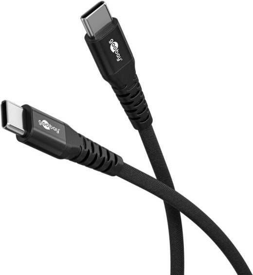 Goobay USB-C Supersoft tekstilinis kabelis su metaliniais kištukais 73954