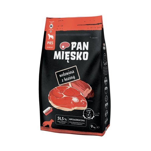 PAN MIĘSKO Veiseliha kodulinnuga M - kuiv koeratoit - 9kg