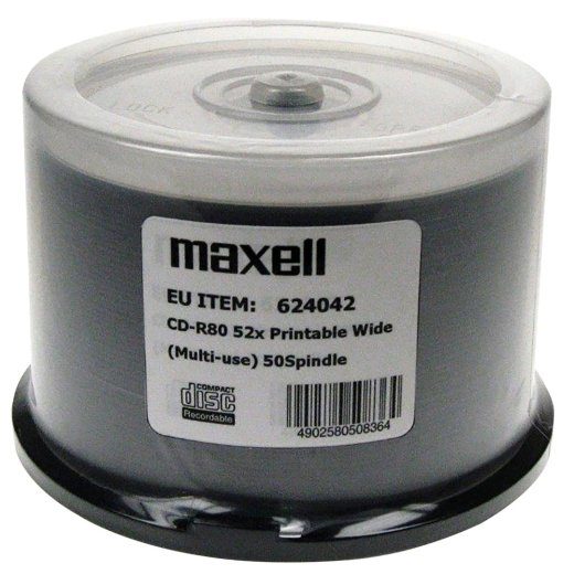 MAXELL CD-R 700MB 50 tk 52x80 min, spindel, CD-R trükkimiseks