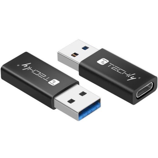 Techly IADAP USB3-AFT USB A kuni USB C Adapter Kaabel Must