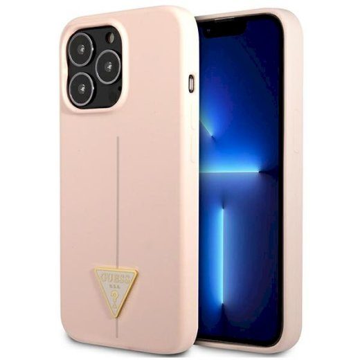 Guess GUHCP13LSLTGP Silikoonist kolmnurkne kõva ümbris iPhone 13 Pro / 13 6,1" jaoks / roosa