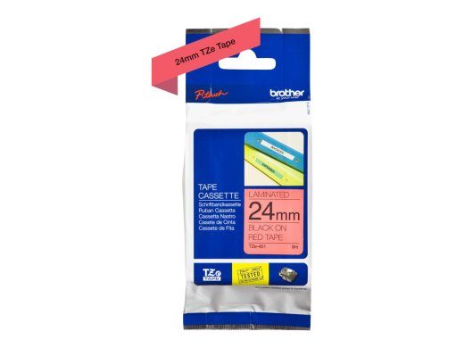 Brother TZe-451 Laminated Tape Black On Red TZe 8 m 2.4 cm