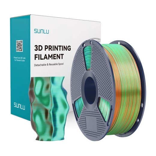 Sunlu PLA+ Silk kolmevärviline filament (orange, blue, and green)