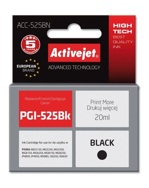 Activejet ACC-525BN tint (asendus Canon PGI-525PGBK-le; Supreme; 20 ml; must)