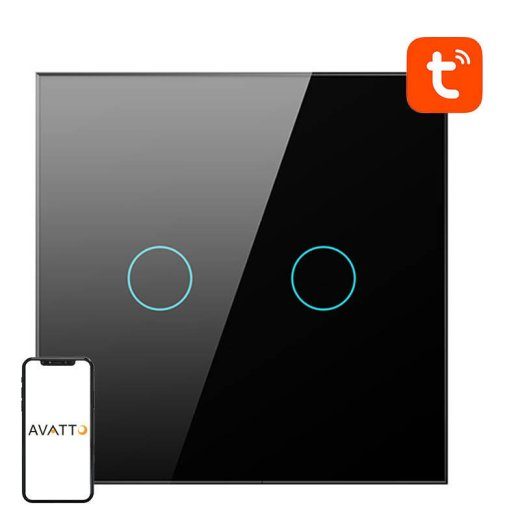 Avatto TS02--B2 2-teeline WiFi tarvikluukivi Avatto (must)