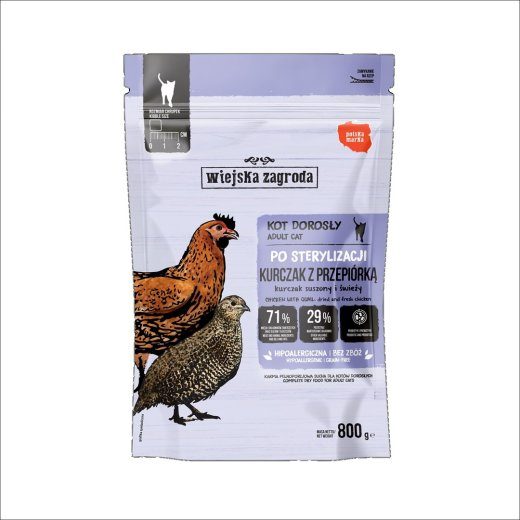 WIEJSKA ZAGRODA Sterilised Chicken with quail - kuivkassitoit - 800g