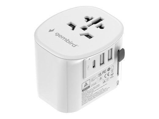 Gembird toiteühenduse adapter USB-laadijaga valge