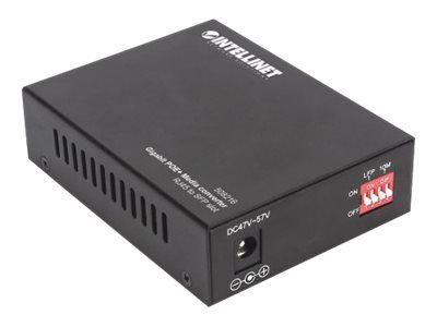 Intellinet Media Converter, 1 x 1000Base-T RJ45 Port to 1 x SFP Port, Injector (Euro 2-pin plug) Media Converter