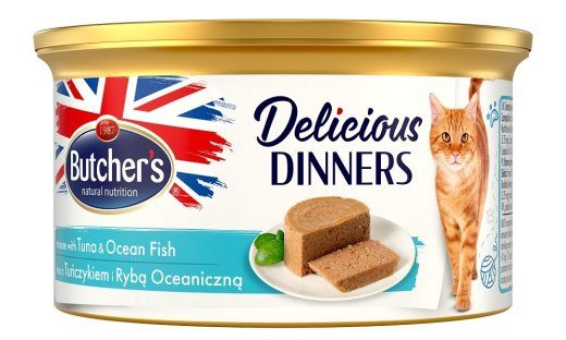 BUTCHER'S CLASSIC DELICIOUS DINNERS märgkassitoit mousse tuunikala ja merekaladega 85 g
