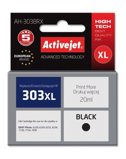 Activejet AH-303BRX tintakartriž (HP 303XL T6N04AE asendaja; Premium; 20ml; must)