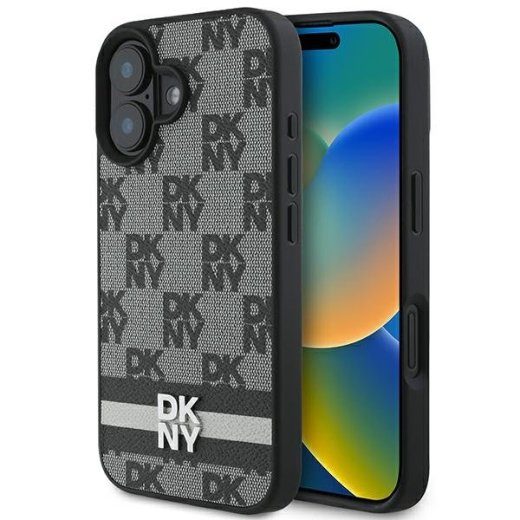 DKNY Ruuduline Muster & Trükitud Triibud tagumise kaitseklaas Apple iPhone 16 jaoks