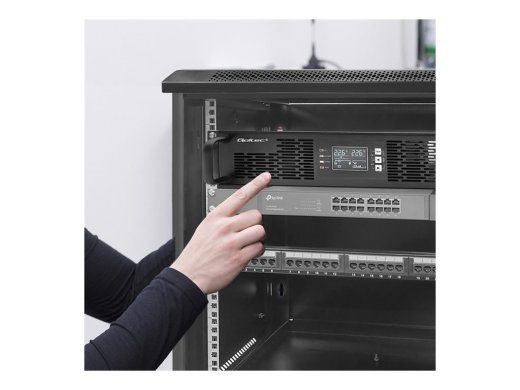 QOLTEC 52285 katkestamatu toiteallikas UPS RACK-ile / 1kVA / 1000W / võimsustegur 1.0 / LCD / EPO / USB / online
