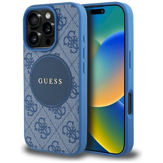 Guess 4G Circle Classic Logo MagSafe Case iPhone 16 Pro jaoks / sinine