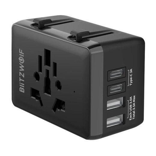 Blitzwolf BW-TA1 4-in-1 reisiliidin 2xUSB + C + PD 20W