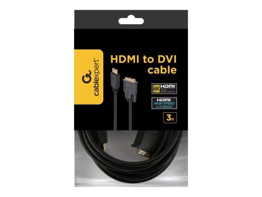 GEMBIRD CC-HDMI-DVI-10 HDMI kuni DVI mees-mees kaabel kullatud ühendustega 3m bulk pakend