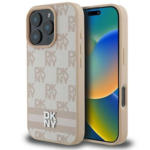 DKNY Ruuduline Muster & Trükitud Triibud tagumise kaitseklaas Apple iPhone 16 Pro jaoks