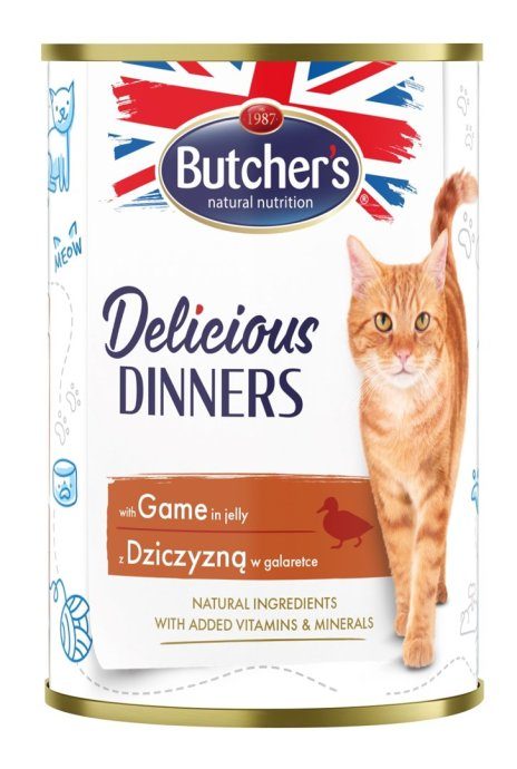 BUTCHER'S Delicious Dinners hirvetükid želees - märgkassitoit - 400g