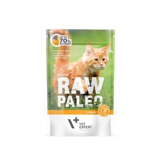 VETEXPERT Raw Paleo Täiskasvanud kass kalkun - niiske kassitoit - 100 g