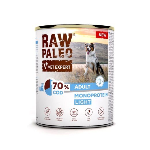 VETEXPERT Raw Paleo Cod Light Monoprotein - niiske koeratoit - 800g