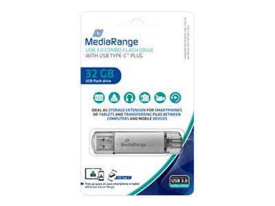 MediaRange MR936 32GB USB 3.1/USB-C Combo USB pulgakiri Hõbedane