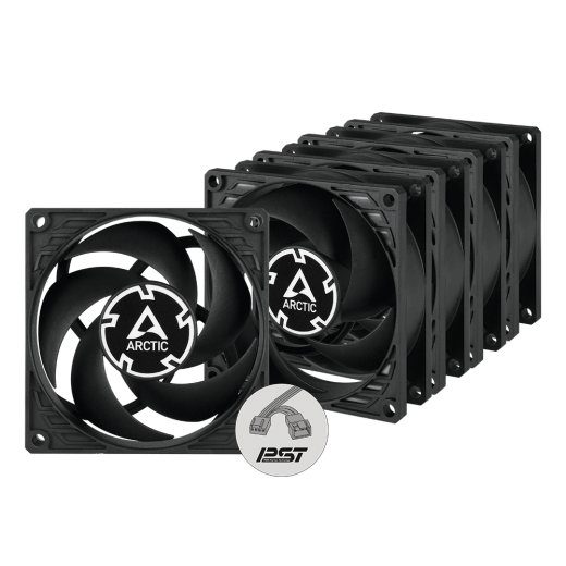 ARCTIC P8 PWM PST ventilaator 5-pack must 80 mm