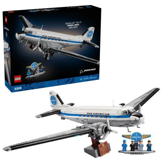 LEGO ICONS 11378 Douglas DC-3 PAN AM oro lainių kompanijoje