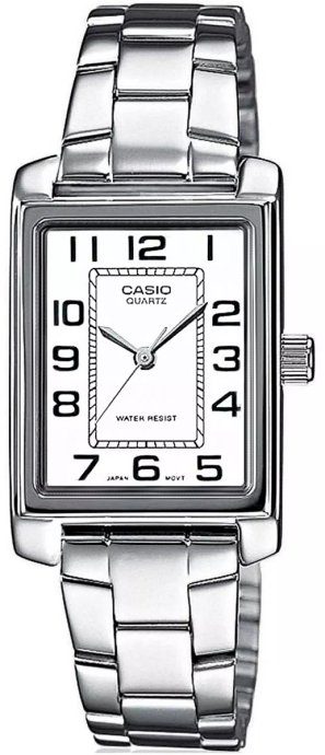 Casio Timeless LTP-1234PD-7BEG naiste kell 21mm hõbedane korpuse valge numbrilaud