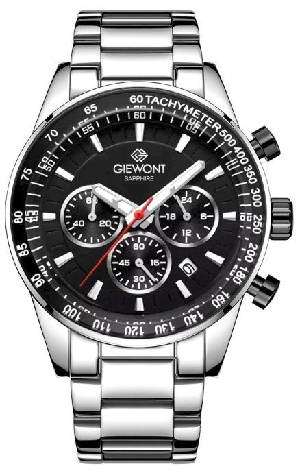 Giewont Chronograph Safiir Meeste Kell / hõbedane/must
