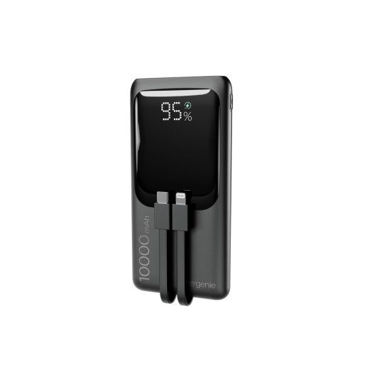 Gembird PB10-PD20-LCD-01 Fast charging power bank with integrated cables, 20W, 10000 mAh, black