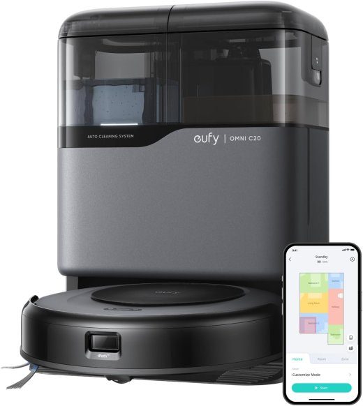 Anker Eufy Robotinis dulkių siurblys su viską apimančia stotele Omni C20 Šlapias ir sausas 7000 Pa Pilka