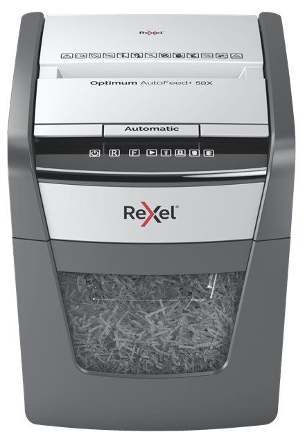 Rexel Optimum AutoFeed+ 50X paberilõikamismasin, ristlõikamine, 55 dB, 22 cm, Must, Hall