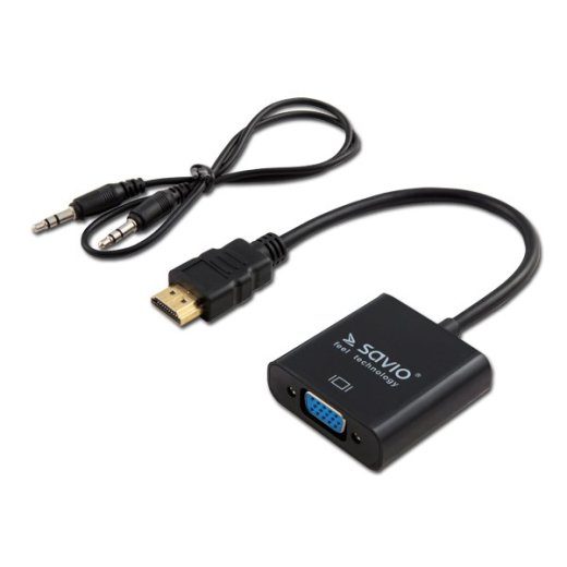 SAvio HDMI (M) kuni VGA (F) adapter koos heliga CL-23/B must
