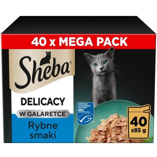 SHEBA Delicacy Kalmaitsed želées – märgkassitoit – 40×85g