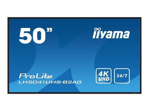 IIYAMA LH5041UHS-B2AG 50 colių 3840x2160 UHD VA panel 500cd/m2 5000:1 statinis kontrastas 9.5ms kraštovaizdžio ar portreto režimu