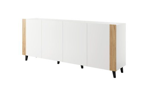 FARO sahtelaud 200x42x82 valge matt + tamm käsitöö