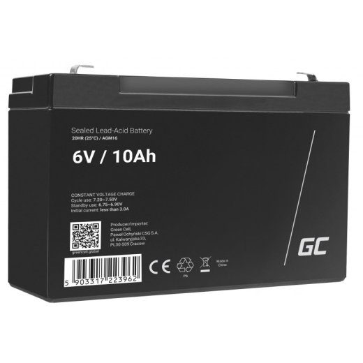 Green Cell AGM16 UPS-aku Suletud pliihape (VRLA) 6 V 10 Ah