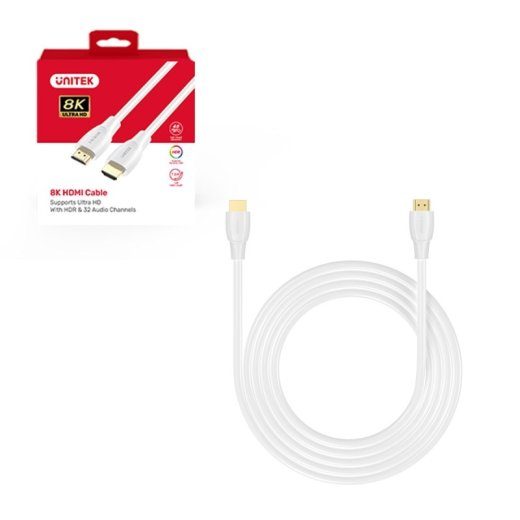 UNITEK HDMI 2.1 8K HDR kaabel, valge, 2m