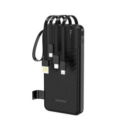 10000mAh Dudao K11 Powerbank with Built-in Cables, Black