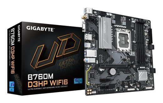GIGABYTE B760M D3HP WIFI6 emaplaat - toetab Intel Core 14. põlvkonna CPU-sid, kuni 5600MHz DDR5, 2xPCIe 4.0 M.2, Wi-Fi 6, GbE LAN, USB 3.2 Gen1
